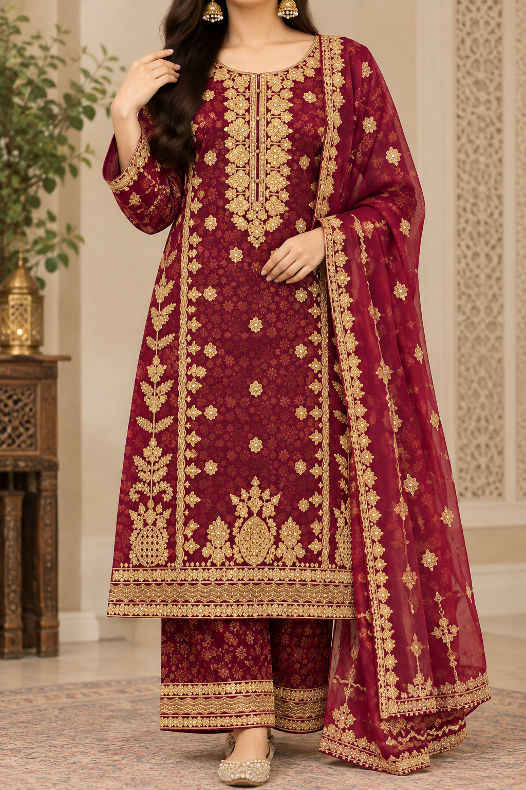 EMBROIDED ORGANZA SUIT